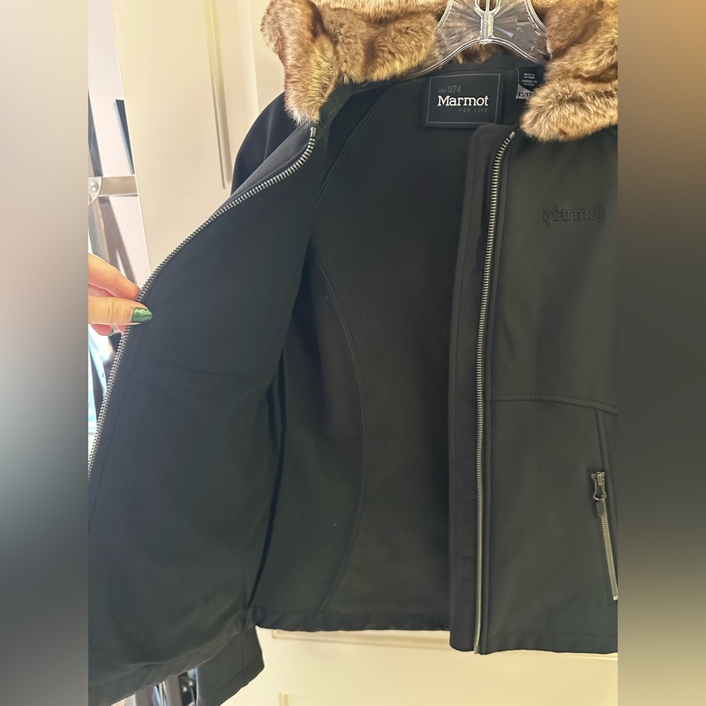 Marmot Furlong Soft Shell Faux Fur Hooded Jacket in Black - Picture 4 of 8